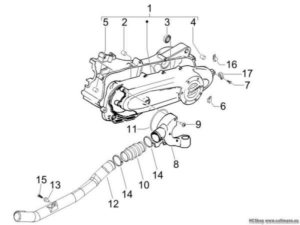 Piaggio Kurbelwelledeckel -Kühlung kurbelgehäuse Fly 50 4T