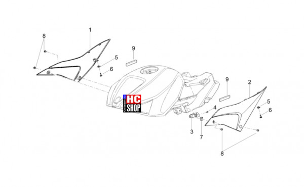 Aprilia Tuono V4 Factory 1100 E5 SE 09 SBK - Aufbau - Mittlerer Aufbau