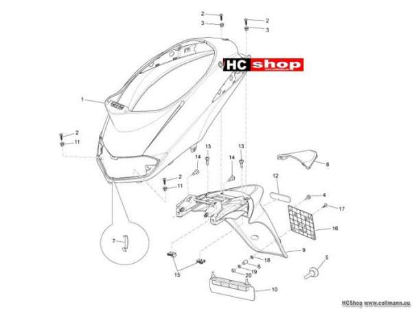Piaggio Liberty 50 Hinterabdeckung - Kotflügellappen