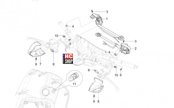 Vespa Primavera 125 TECH E5 - Elektrische Anlage - Wechselschalter-Umschalter-Druckschalter