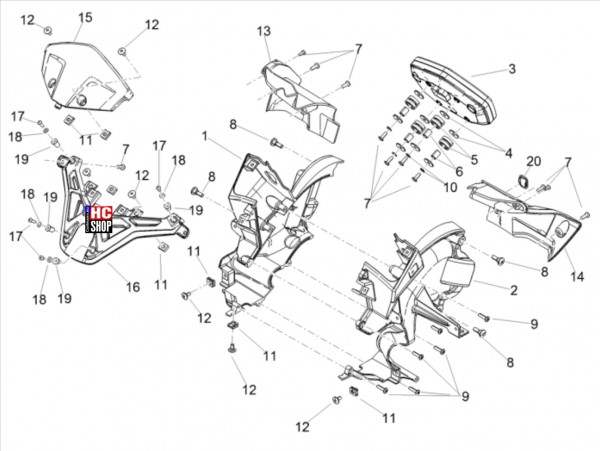 Aprilia Tuono 660 4T 8V E5 Vorderer Lichter - Instrumente - Instrumente
