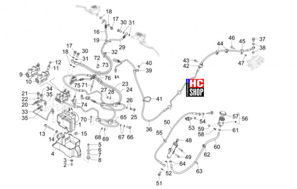 Piaggio MP3 310 HPE Sport E5+ - Bremsanlage-Bowdenzüge - Bremsanlage ABS