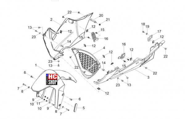 Aprilia RS 125 E5+ - Aufbau - Vorderes Schutzblech-Stütze