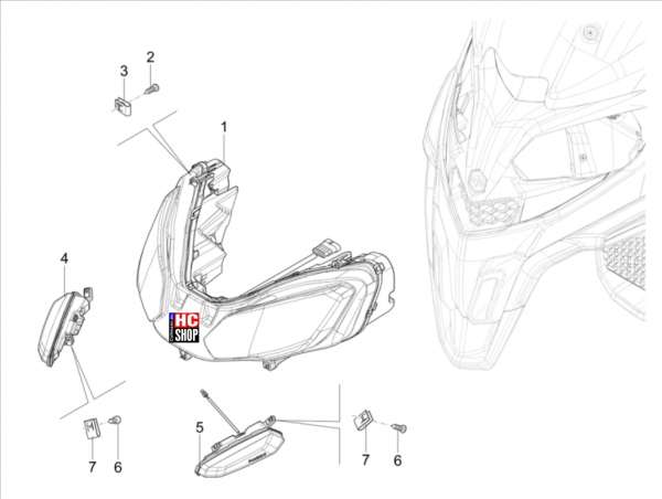 Piaggio MP3 400 hpe RST Classic-Sport Elektrische Anlage Vorderleuchten - Blinkleuchten