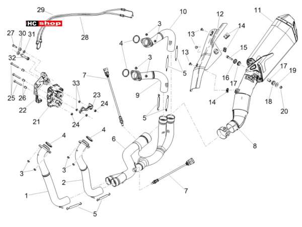 Aprilia RSV 4 1000 RR E4 ABS Motor Auspuffrohr