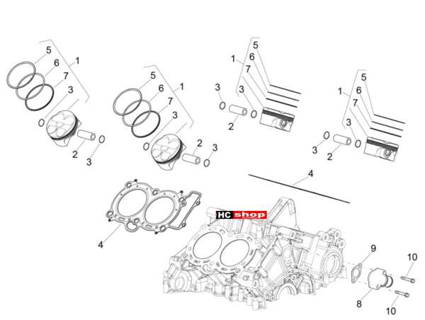 Aprilia RSV 4 1000 RF E4 ABS Motor Zylinder Kolben