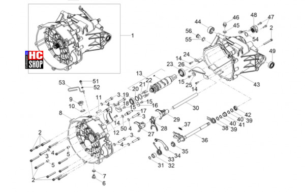 Moto Guzzi V85 TT Strada E5 - Motor - Schaltgetriebe-Schaltgabel-Desmodrom.