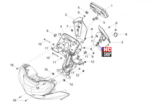 Moto Guzzi V100 Mandello Wind Tunnel E5+ - Vorderer Lichter-Instrumente