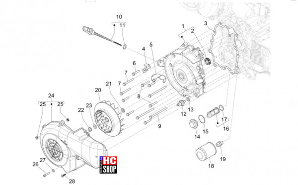 Vespa Primavera 125 TECH E5 - Motor - Schwungraddeckel-Ölfilter
