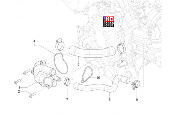 Vespa GTS 310 E5+ Classic-Super-Super Sport - Motor - Wasserpumpe