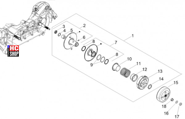 Aprilia SXR 50 E5+ - Motor - Getriebene Riemenscheibe