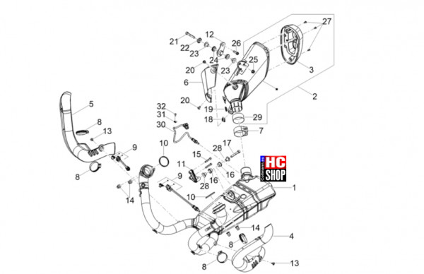 Moto Guzzi V100 Mandello Wind Tunnel E5+ - Motor - Auspufftopf