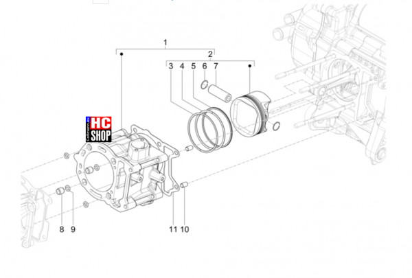 Piaggio MP3 310 HPE Sport E5+ - Motor - Einheit Zylinder-Kolben-Kolbenbolzen