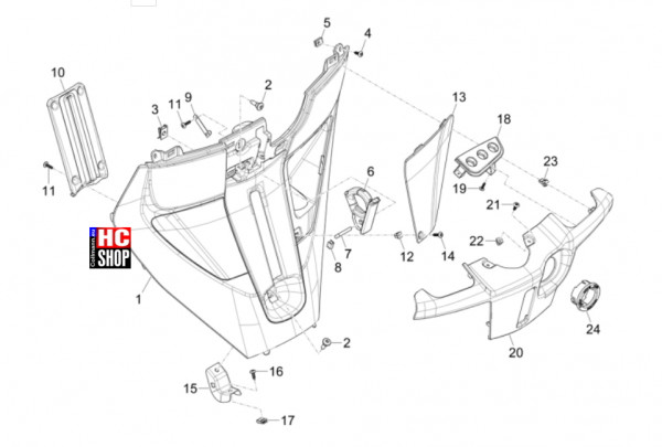 Piaggio MP3 310 HPE Sport E5+ - Fahrgestell-Karosserie - Vorderes Handschuhfach-Schild-Rückseite