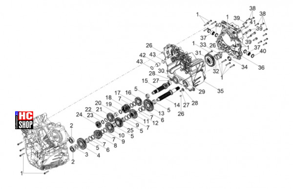 Moto Guzzi V100 Mandello Wind Tunnel E5+ - Motor - Schaltgetriebe-Zahnräder