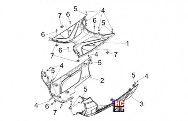 Aprilia SXR 50 E5+ - Fahrgestell-Karosserie - Mittlere Verkleidung-Fußraster