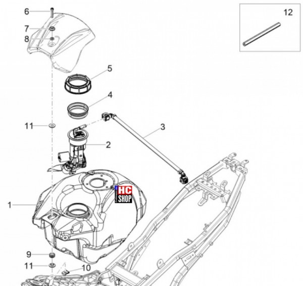 Aprilia Tuono 125 E5 Tank - Kraftstofftank