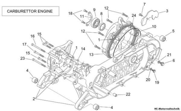 Aprilia Gehäuse (Vergaser) SR Di-Tech+Carburatore 50