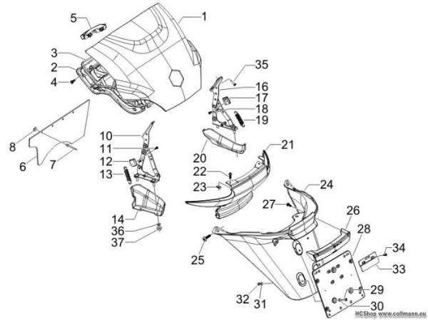 Piaggio Hinterabdeckung - Kotflügellapen MP3 125