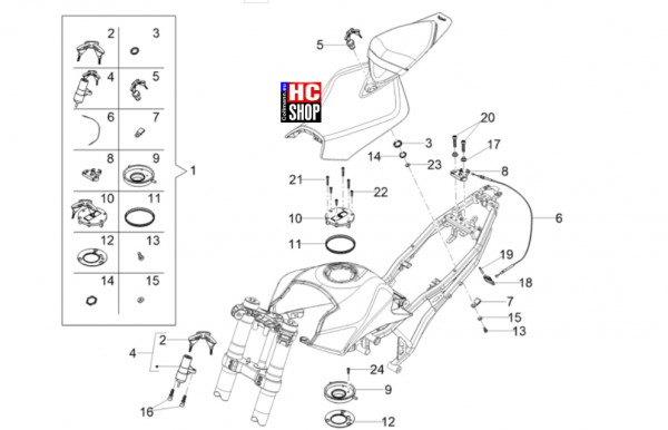 Aprilia RS 125 E5+ - Aufbau - Schlösser