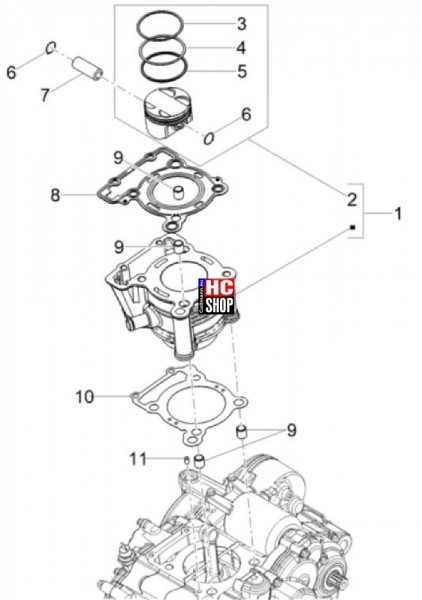 Aprilia Tuono 125 E5 Motor - Zylinder-Kolben