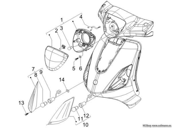 Piaggio Vorderleuchten - Blinkleuchten Fly 50 4T