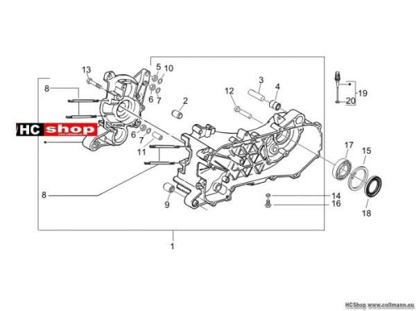 Piaggio Kurbelwellengehäuse TPH 50