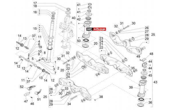 Piaggio MP3 350 Sport E4 ABS Radaufhängungen Gabel/Lenkerleitung