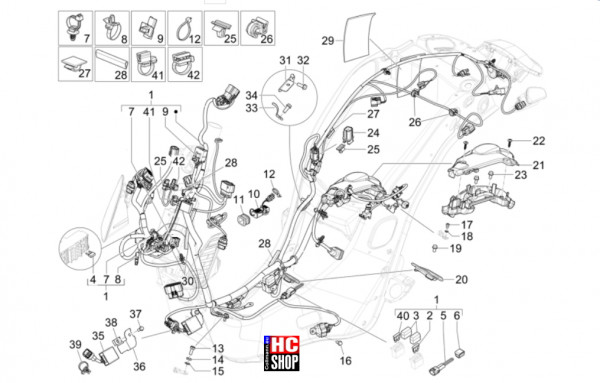 Vespa Primavera 50 TECH E5 - Elektrische Anlage - Hauptkabelbaum