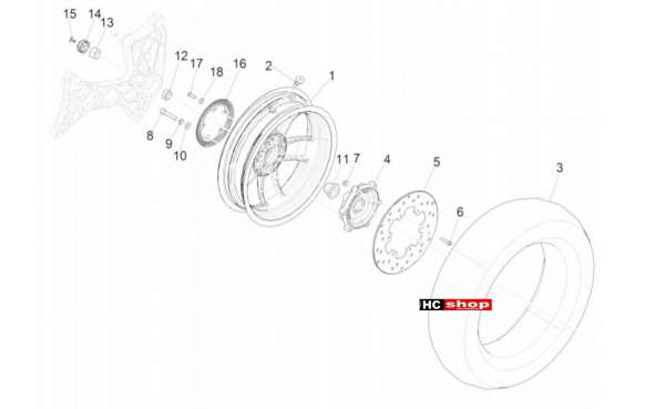 Vespa GTV 300 SEI GIORNI Radaufhängungen Hinterrad