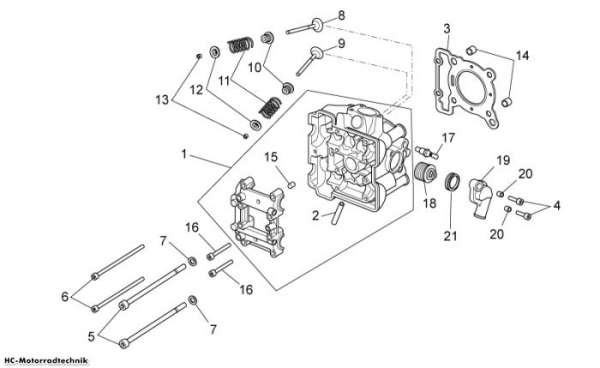 Aprilia Zylinderkopf Scarabeo Light Carb. 125/200