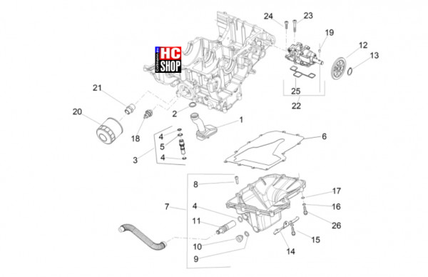 Aprilia Tuono V4 Factory 1100 E5+ - Motor - Schmierung