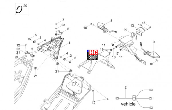 Aprilia RS 125 E5+ - Vordere Lichter-Instrumente - Hinterleuchten