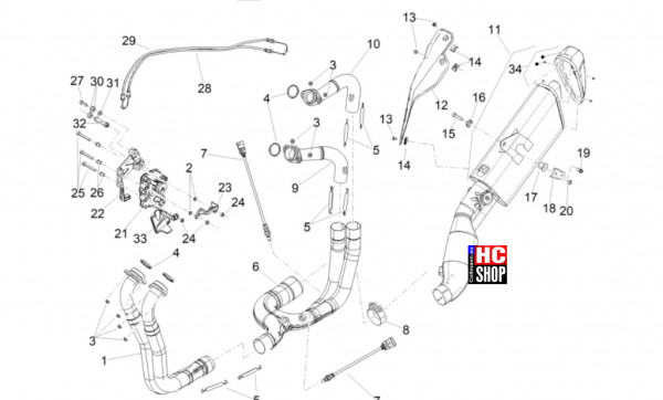 Aprilia Tuono V4 Factory 1100 E5 SE 09 SBK - Motor - Auspufftopf