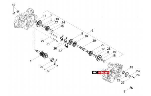 Aprilia SX 50 E4 - Motor Schaltgetriebe - Zahnräder