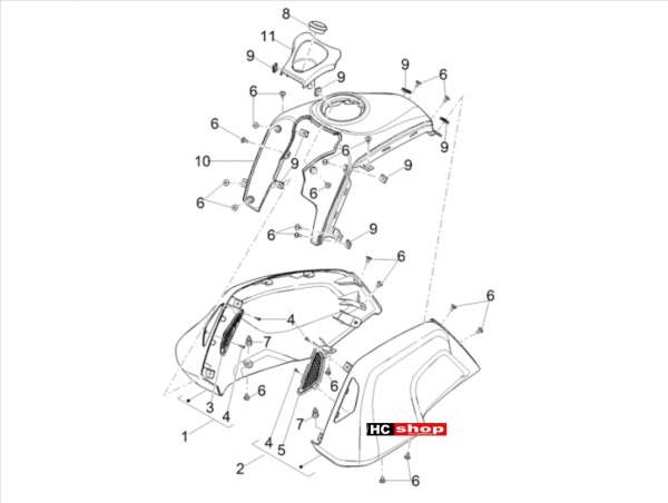 Moto Guzzi V85 TT TRAVEL PACK E4 ABS Aufbau Tankabdeckung