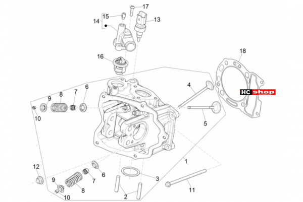 Vespa GTV 300 HPE E4 ABS Motor Einheit Kopf-Ventil