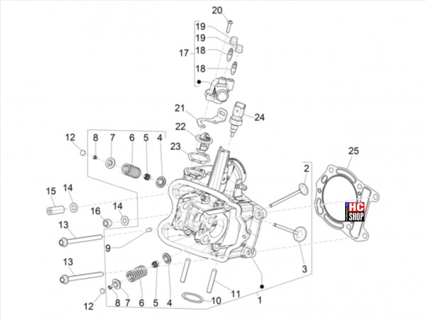 Piaggio Beverly 400 HPE E5 Motor Einheit Kopf - Ventil