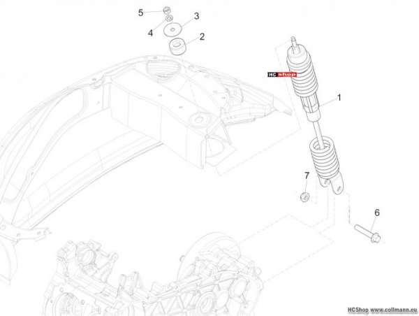 Vespa Sprint 50 Hintere Radaufhängung - Stoßdämpfer