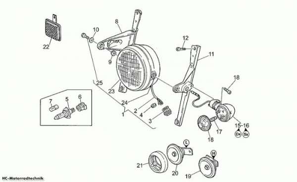 Moto Guzzi Scheinwerfer-Hupe California EV 1100