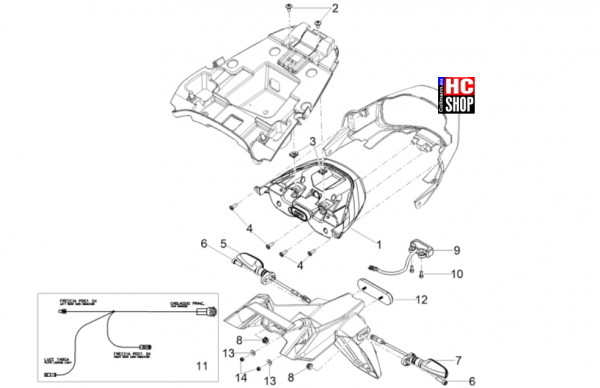 Moto Guzzi V100 Mandello Wind Tunnel E5+ - Vorderer Lichter-Instrumente - Hinterleuchten