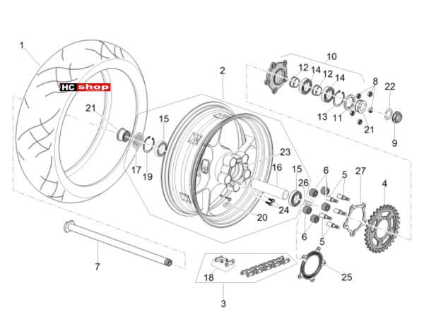 Aprilia Tuono V4 Factory 1100 Superpole Hinterrad