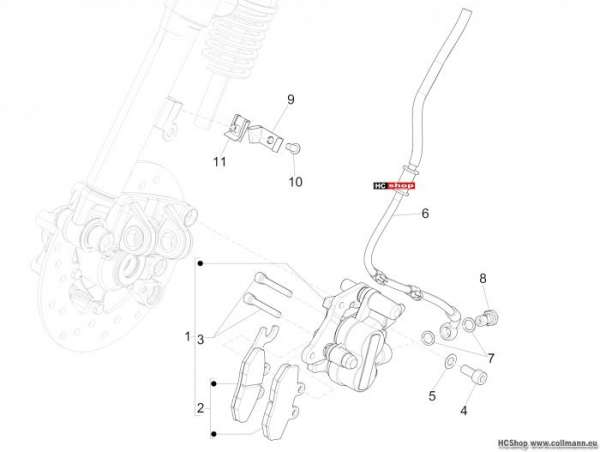 Vespa Primavera 50 4T Bremschlauchen - Bremszangen