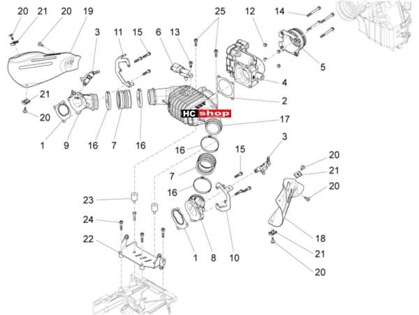 Moto Guzzi MGX 21 1400 ABS E4 - Motor Klappenkörper