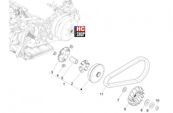 Vespa GTS 125 E5 Super-Super Sport-Super Tech - Motor - Antriebsriemenscheibe