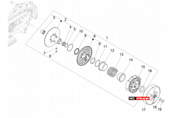 Vespa GTV 300 HPE E4 ABS Motor Getriebene Riemenscheiben