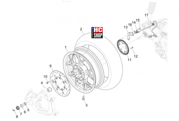 Piaggio MP3 310 HPE Sport E5+ - Radaufhängungen - Hinterrad