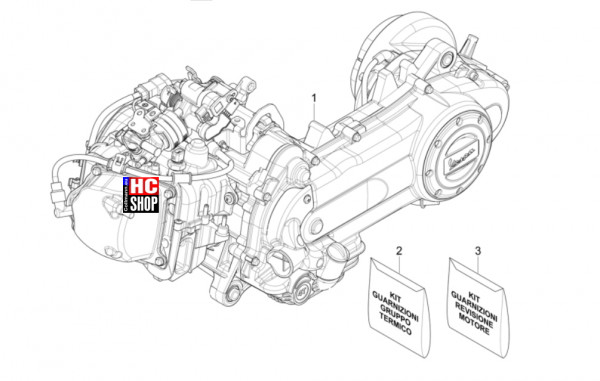 Vespa Primavera 50 E5 Officina 8 - Motor - Motor komplett
