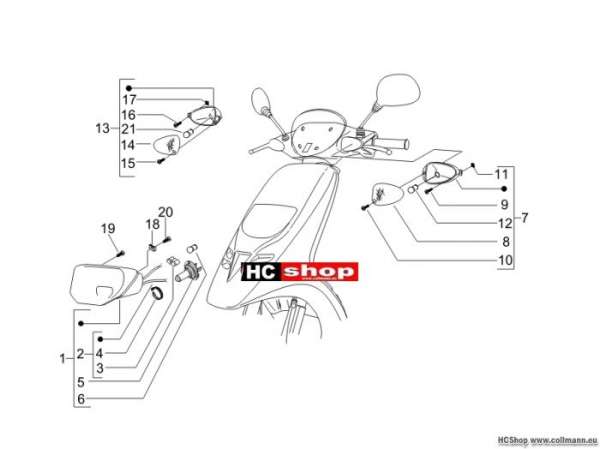 Piaggio Vorderleuchten - Blinkleuchten TPH 50