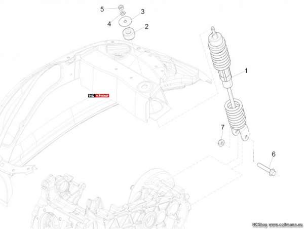Vespa Primavera 50 2T Hintere Radaufhängung